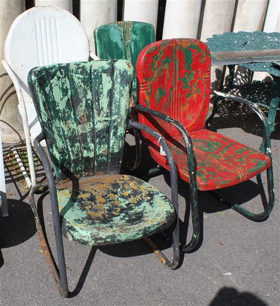 4 odd metal armchairs